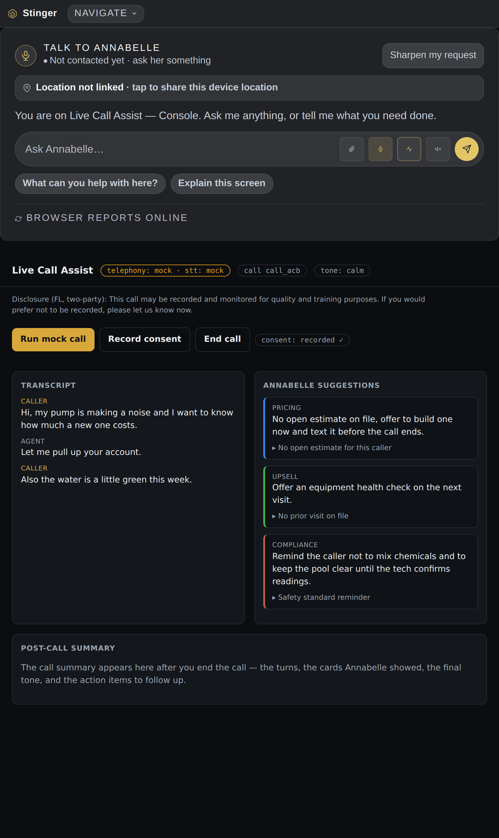 The same call on a tablet. Review the transcript and suggestions while handling the call, keeping the call context available away from the desktop.