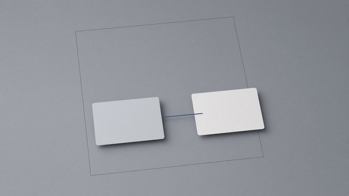 Two blank boxes with one line crossing between them: the appointment passing from one system to the other.