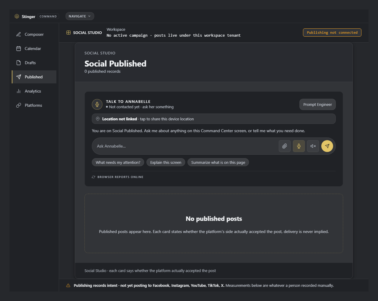 See a record of everything you have published. After publishing, use this history to check which posts have already gone out.